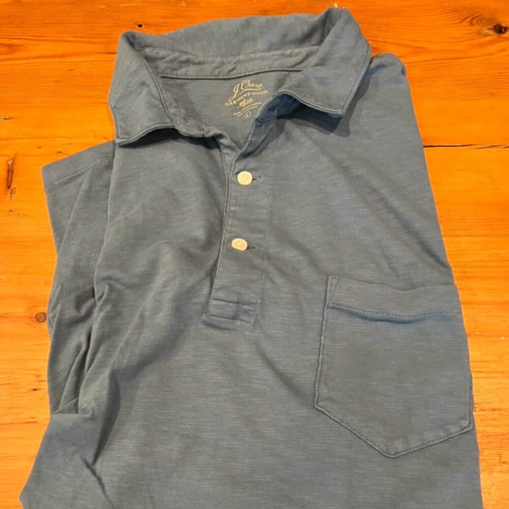 J.Crew Slub Polo Shirt Blue - Large